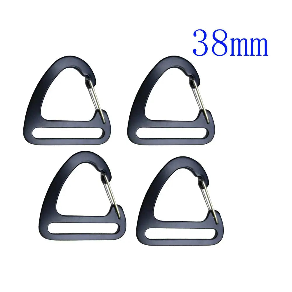 4pcs 25/32/38mm Aluminum Alloy Carabiner Triangle Clip Hook For Kayak Chair Webbing Strap Backpack Hanging Hardware Oasis Select black4pcs38mm
