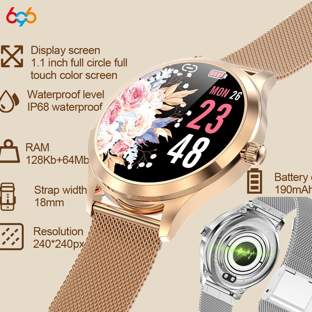 New Smart Watch Women DIY Watch Face Waterproof Heartrate Monitor Ladies Smartwatch Gifts Sports Fitness Tracker For IOS Android Oasis Select