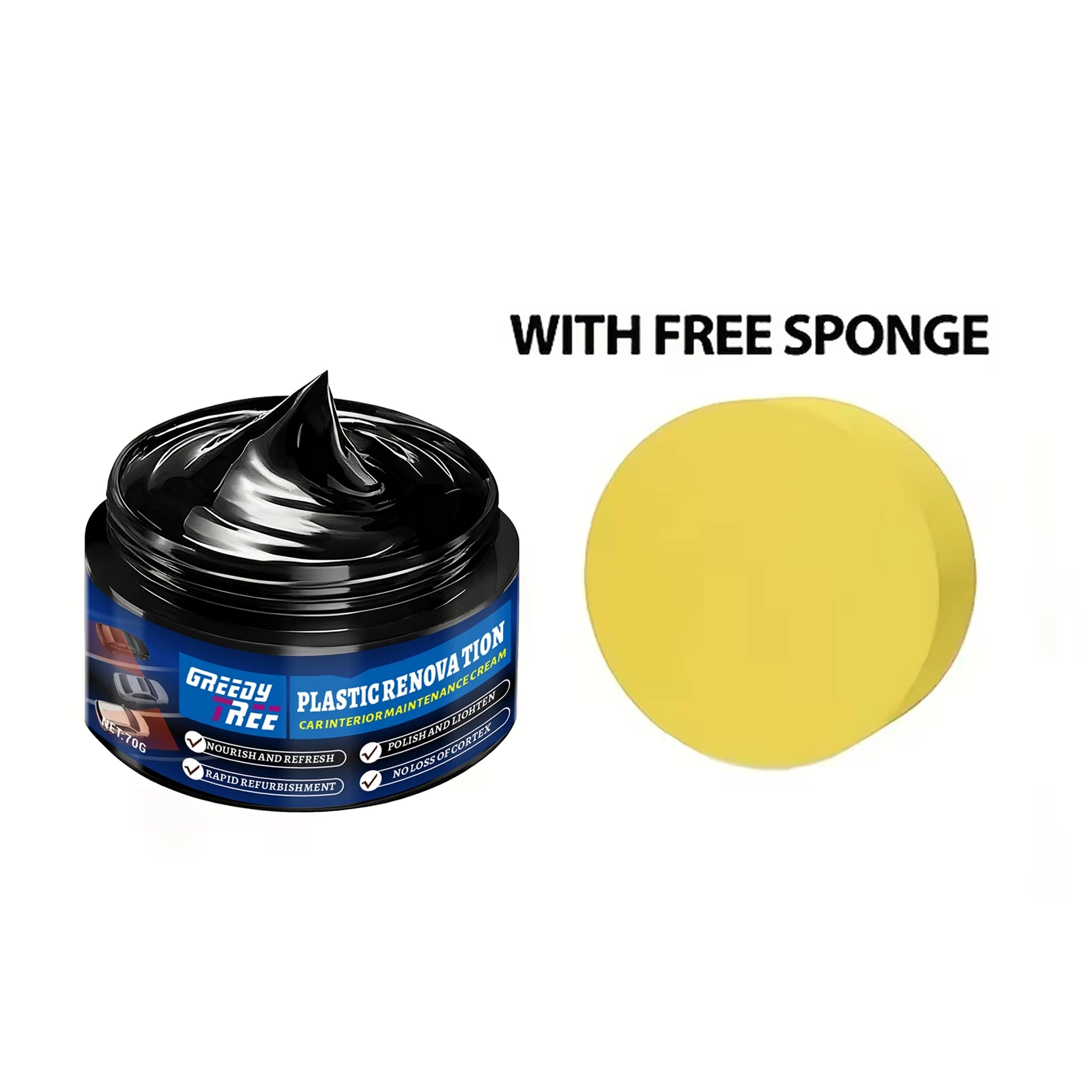 Black Gloss Plastic Component Polishing Paste Automotive Interior Seat Repair Wax for Steering Wheel Oasis Select 1Pc 70g