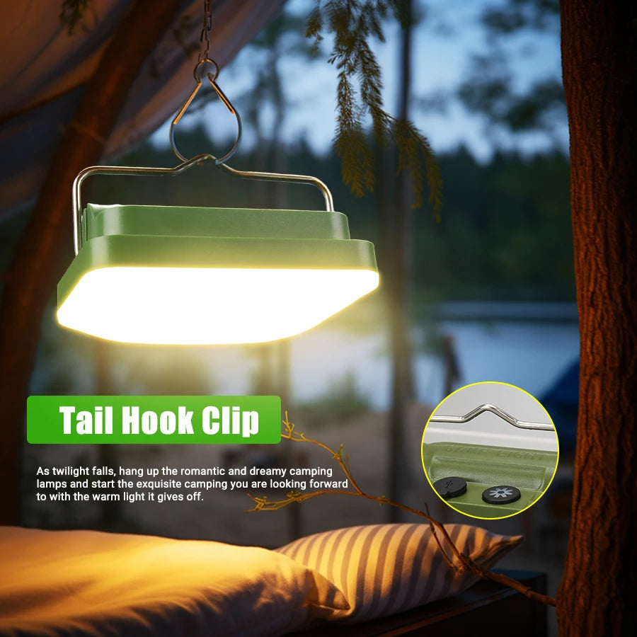 RGB LED Camping Lantern | 7 Modes, IPX6, Rechargeable Hook Light