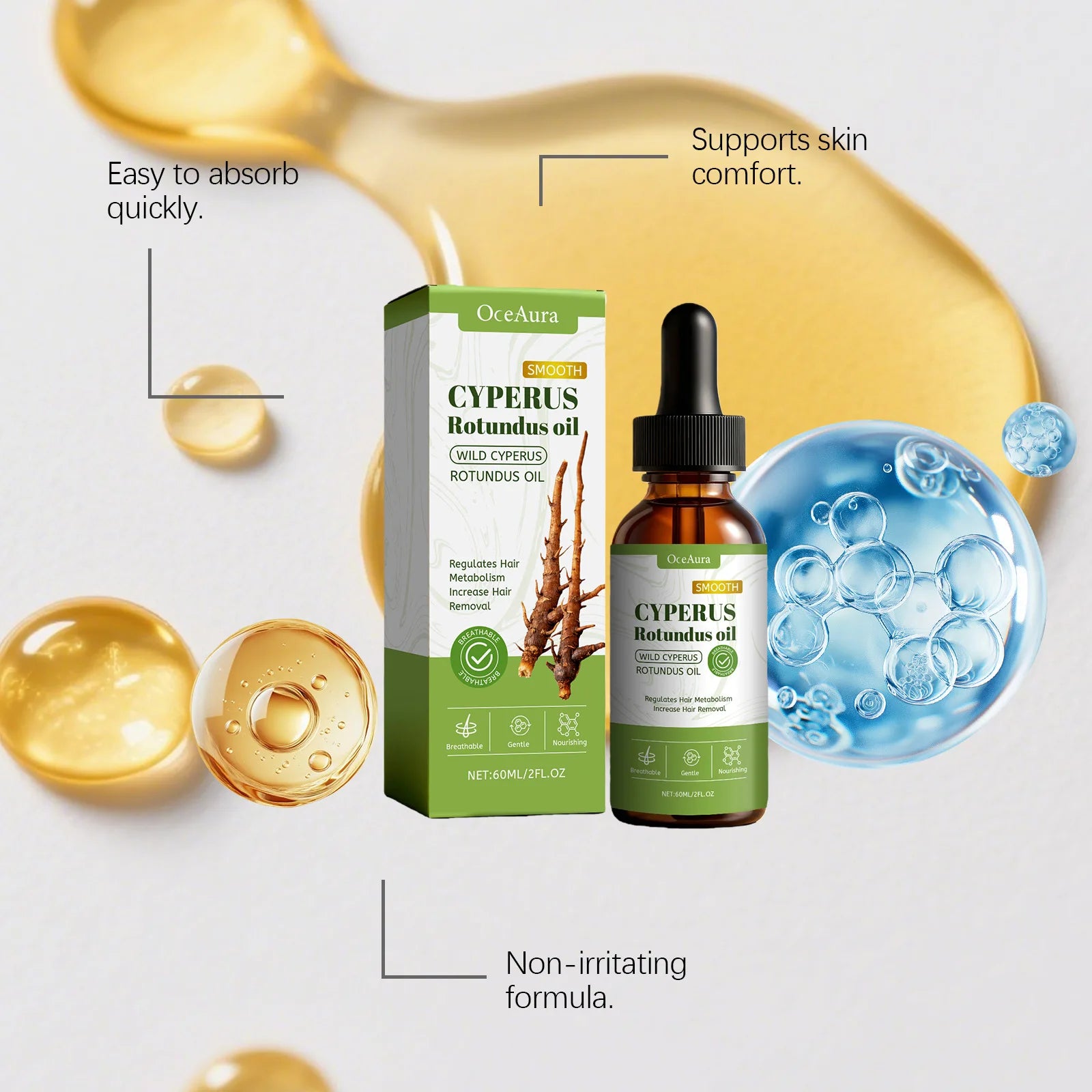 Hair Removal Care Oil Soothe Redness Irritation Slow Hair Growth Gentle Natural Depilation Oil For Armpit Leg Private Area Oasis Select
