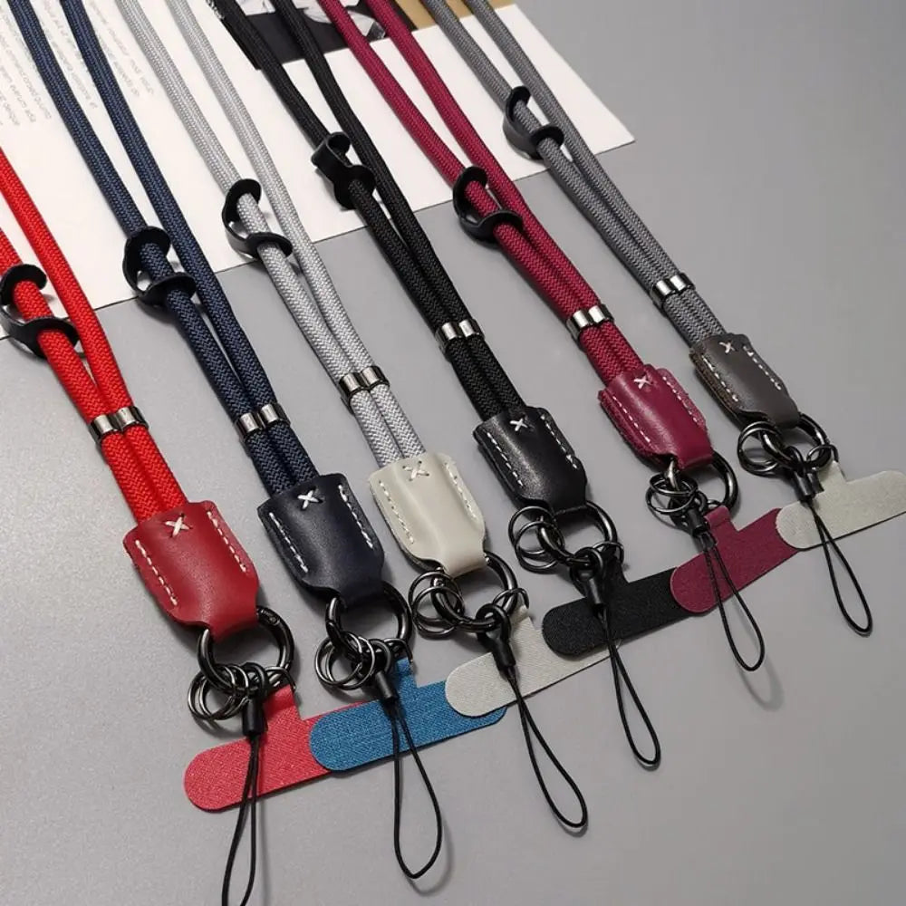 New Nylon Diagonal Mobile Phone Rope Pu Leather Head Braided Long Anti-drop Mobile Phone Rope Clip Mobile Phone Case Rope Oasis Select
