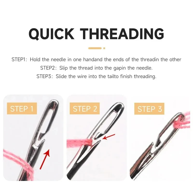 12/24/36pcs Self-Threading Sewing Needles Stainless Steel Quick Blind Threading Needle Stitching Pins DIY Punch Needle Threader Oasis Select