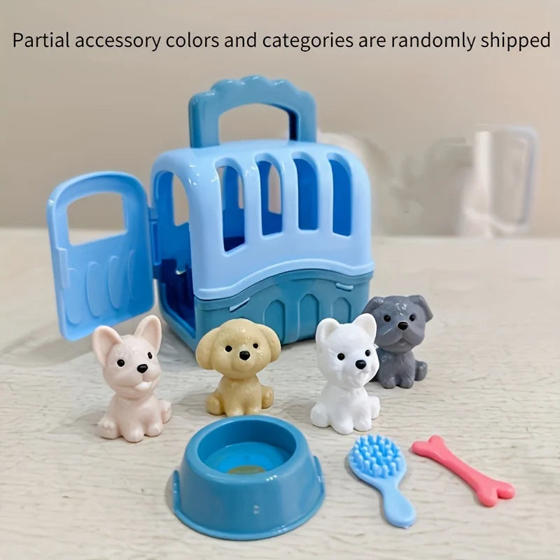 8pcs/set Pretend Play Pet House Playset,Cute Mini Dog House Role Play Vet Clinic Toy for Kid Animal Care,Educational Pretend Toy Oasis Select Blue
