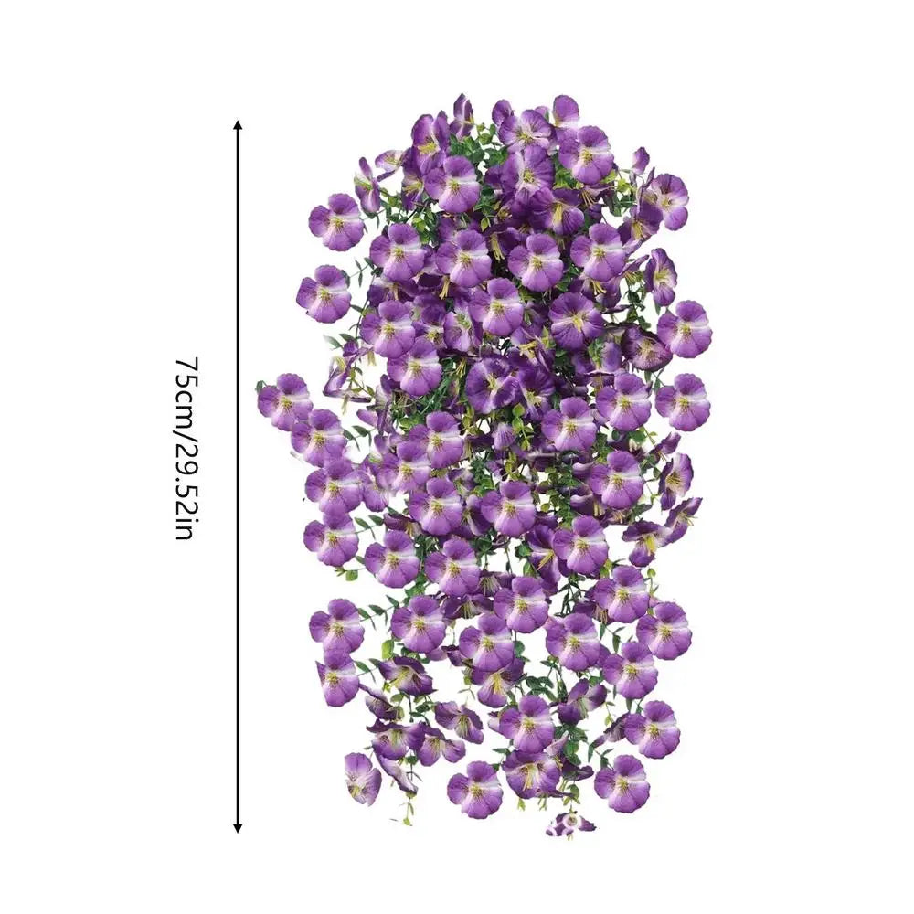 2Pcs Artificial Hanging Flowers Morning Glory Wall Hanging Faux Violet Plants Hanging Flowers Vines For Home Garden Decor Oasis Select Purple