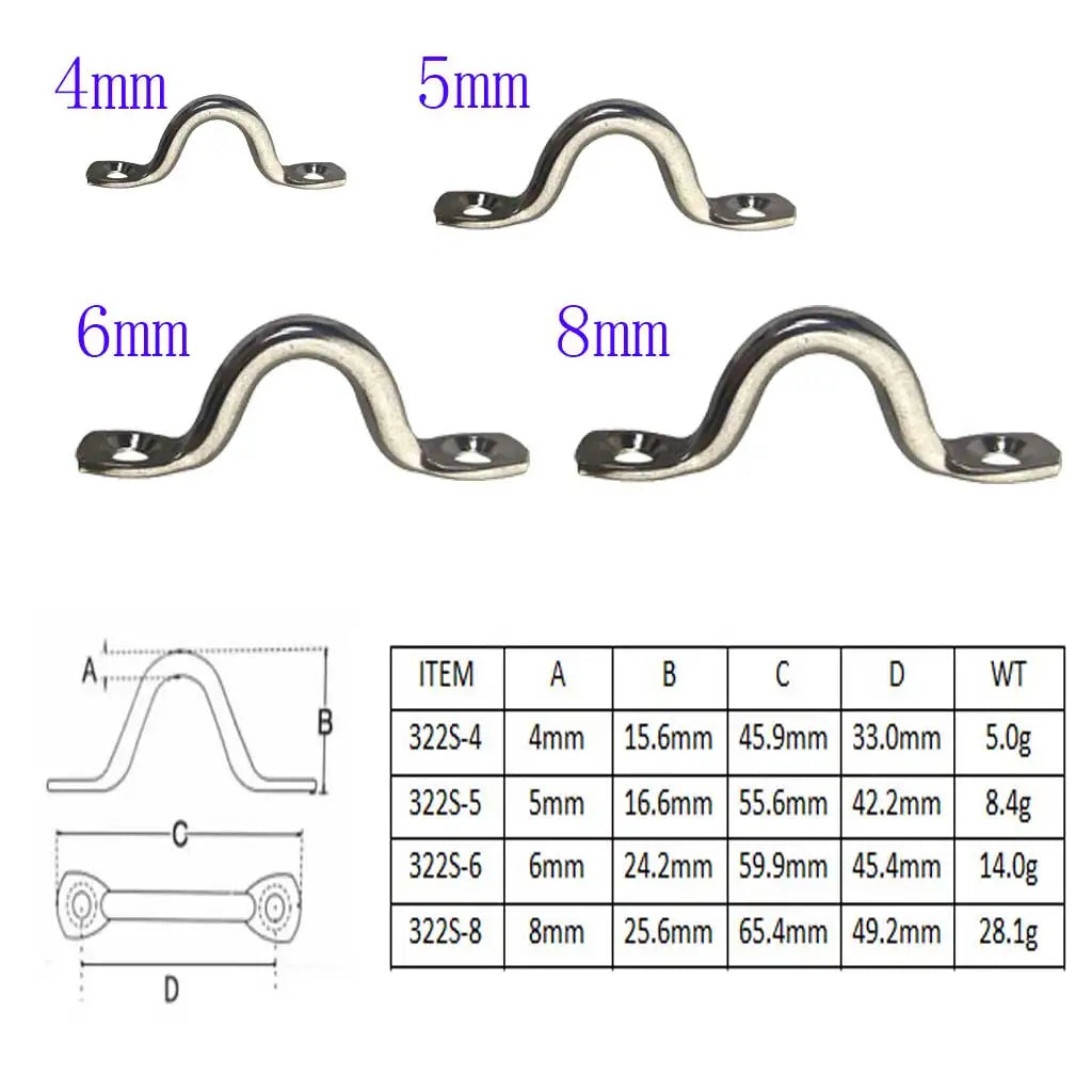 Stainless Steel Ceiling Hooks Wall Mount U-Hook for Heavy-Duty Rigging Hanging Marine Boat Fender Hook Wire Eye Strap Oasis Select