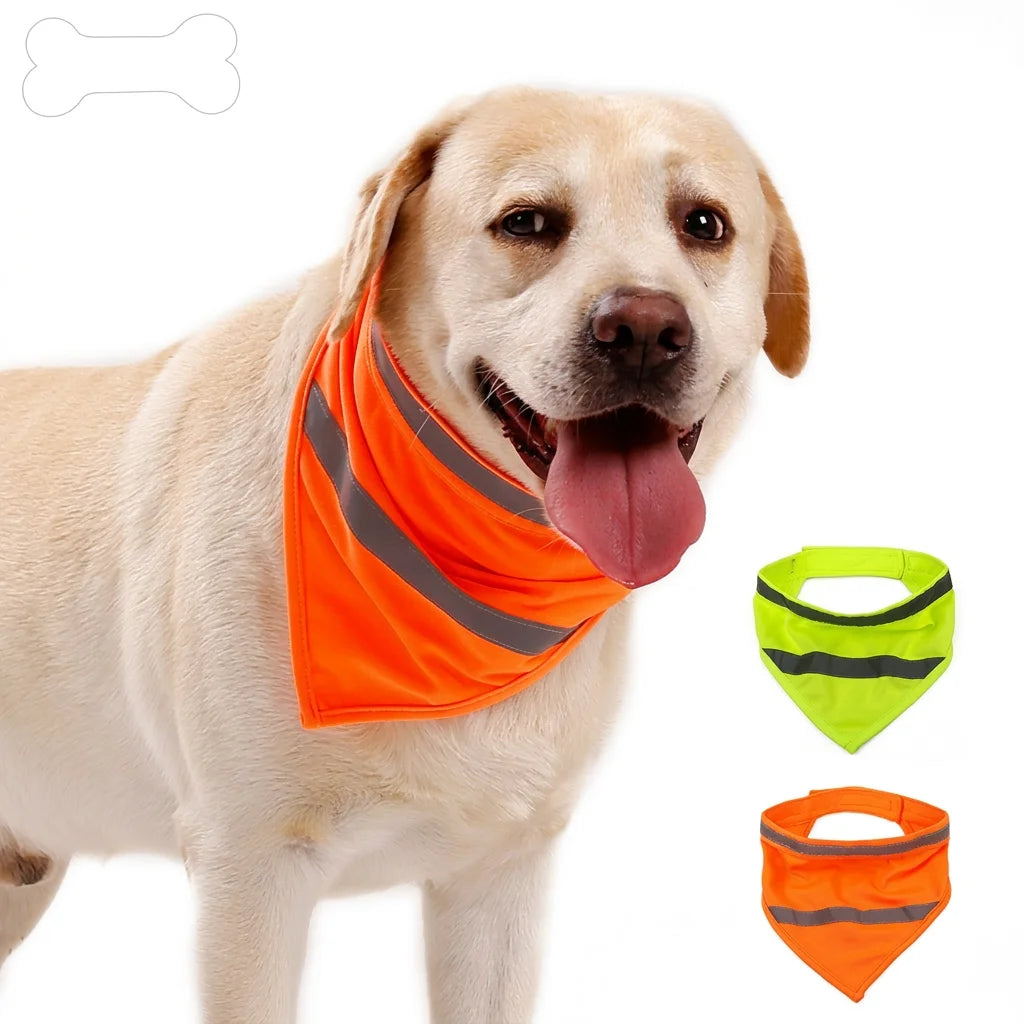 Dog Reflective Bandanas Pet Triangular Towel Scarf Bright Color Polyester Bib Oasis Select Orange Red-S