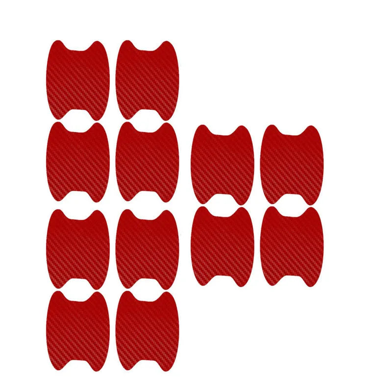 4/8/12/16Pcs Car Styling Mouldings Sticker Car Door Sticker Carbon Fiber Scratches Resistant Cover Auto Handle Protection Film Oasis Select 12pcs red
