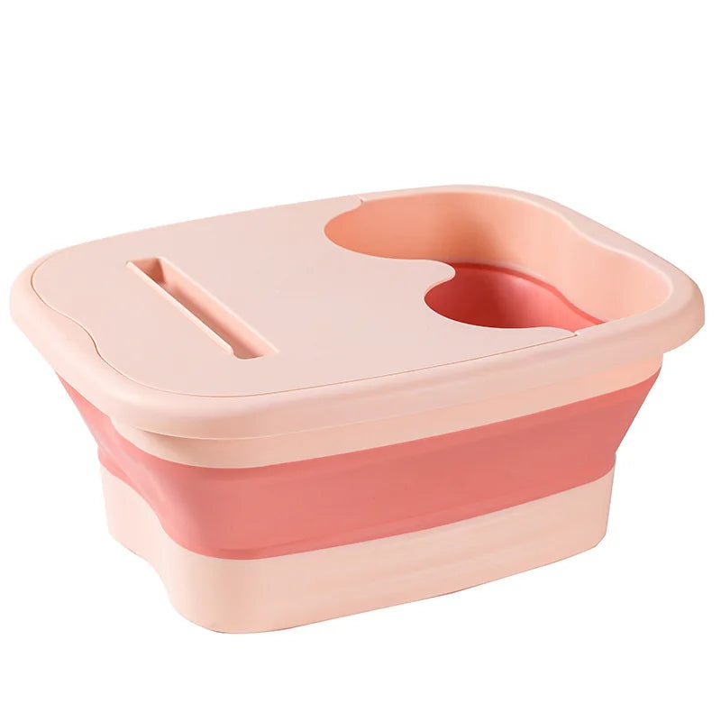 Foldable Footbath Massage Bucket Soaking Bucket Folding Basin Spa Foot Bath Bucket Household Sauna Bathtub Pedicure Bath Bathtub Oasis Select pink-lid