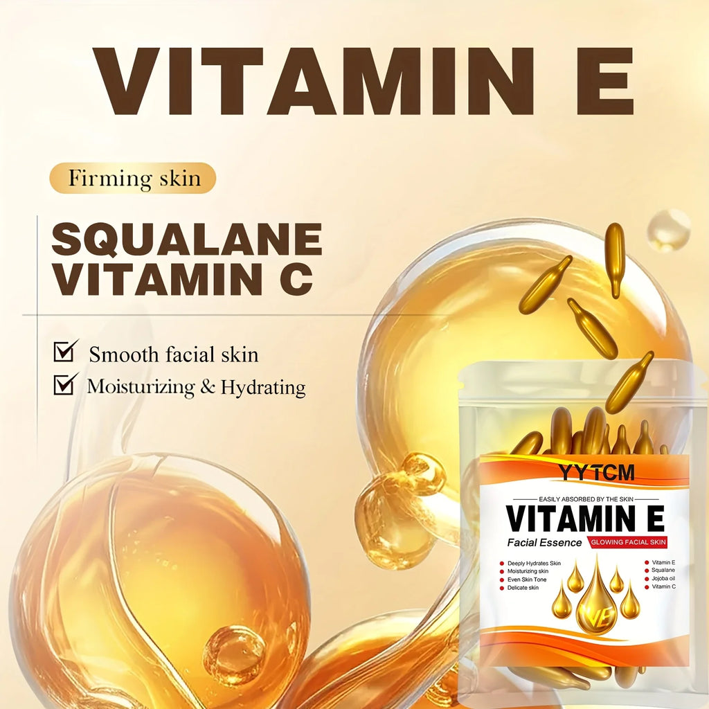 Vitamin E Deep Moisturizing Capsule Essence, Hydrates and Smooths Skin, Contains Plant-Based Squalane, Vitamin C, Deep Hydration and Skin Brightening Essence (0.4Gx30 Capsules)/Bag-1 Bag Oasis Select
