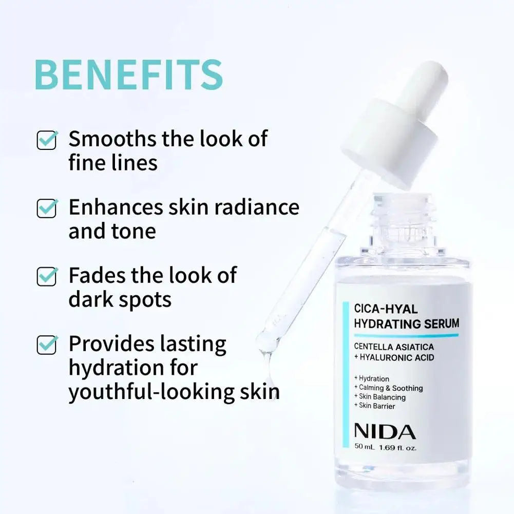 NIDA CICA-HYAL Hydrating Serum – Hyaluronic Acid & Centella 50ml Hydrating Face Serum Oasis Select