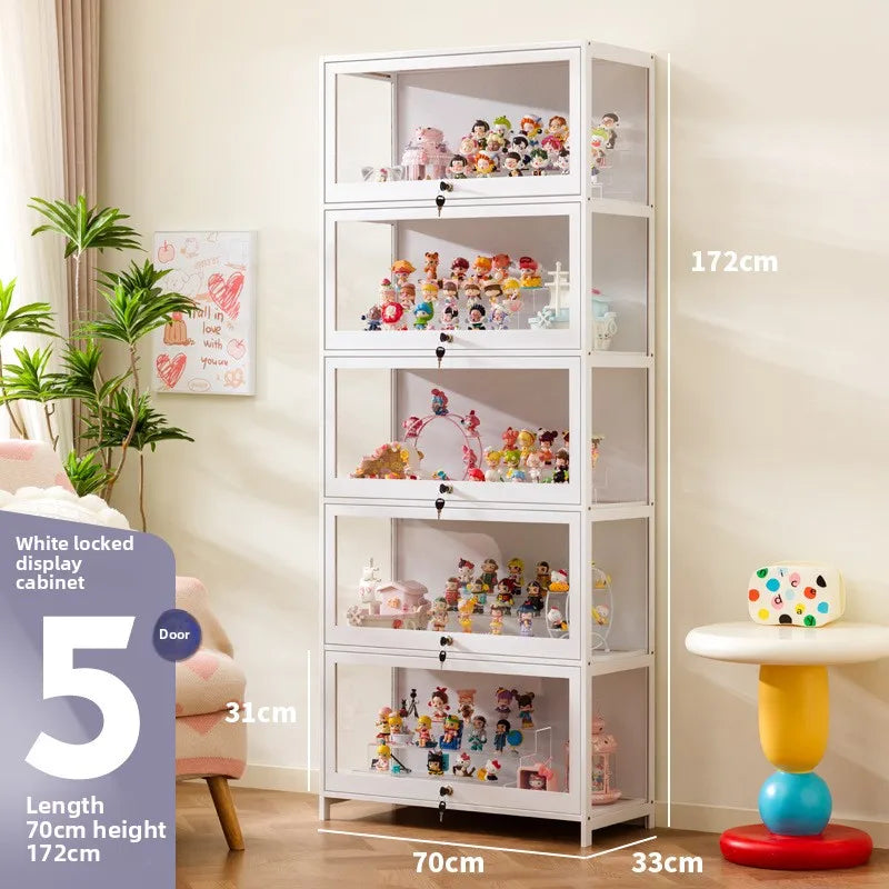 Figure Cabinet Transparent Lego Display Cabinet with Lock Household Blind Box Ornament Accessories Millet Storage Secondary Oasis Select Five doors 70 long