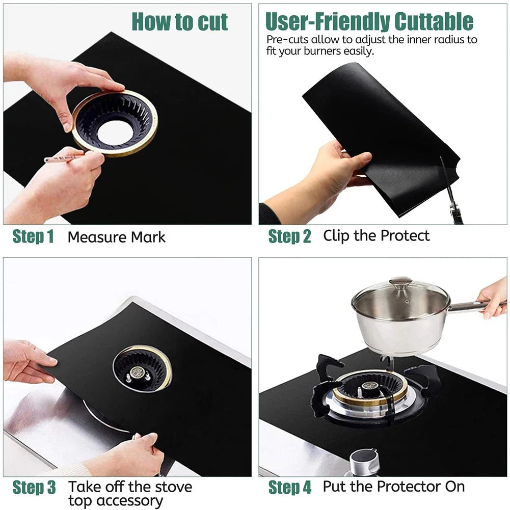 1 Set 5-Hole Gas Stove Pad Protective Cover Kitchen Cleaning Anti-dirty Non-stick Pad Reusable Stovetop Scratch Protector Pads Oasis Select
