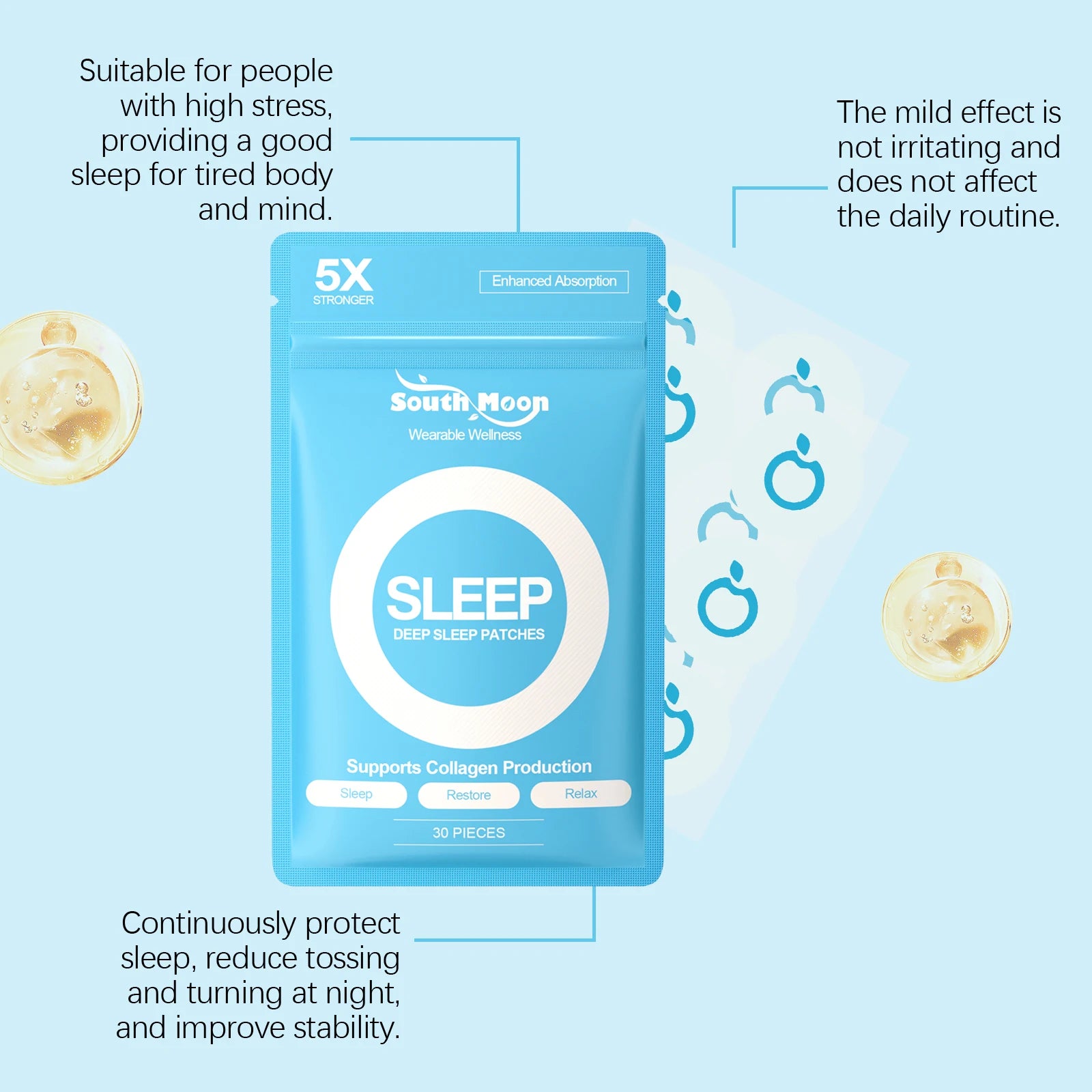 Sleep Body Care Patch Gentle Nighttime Care for Comfortable Sleep, Daily Portable Blue Body Care Patches Oasis Select