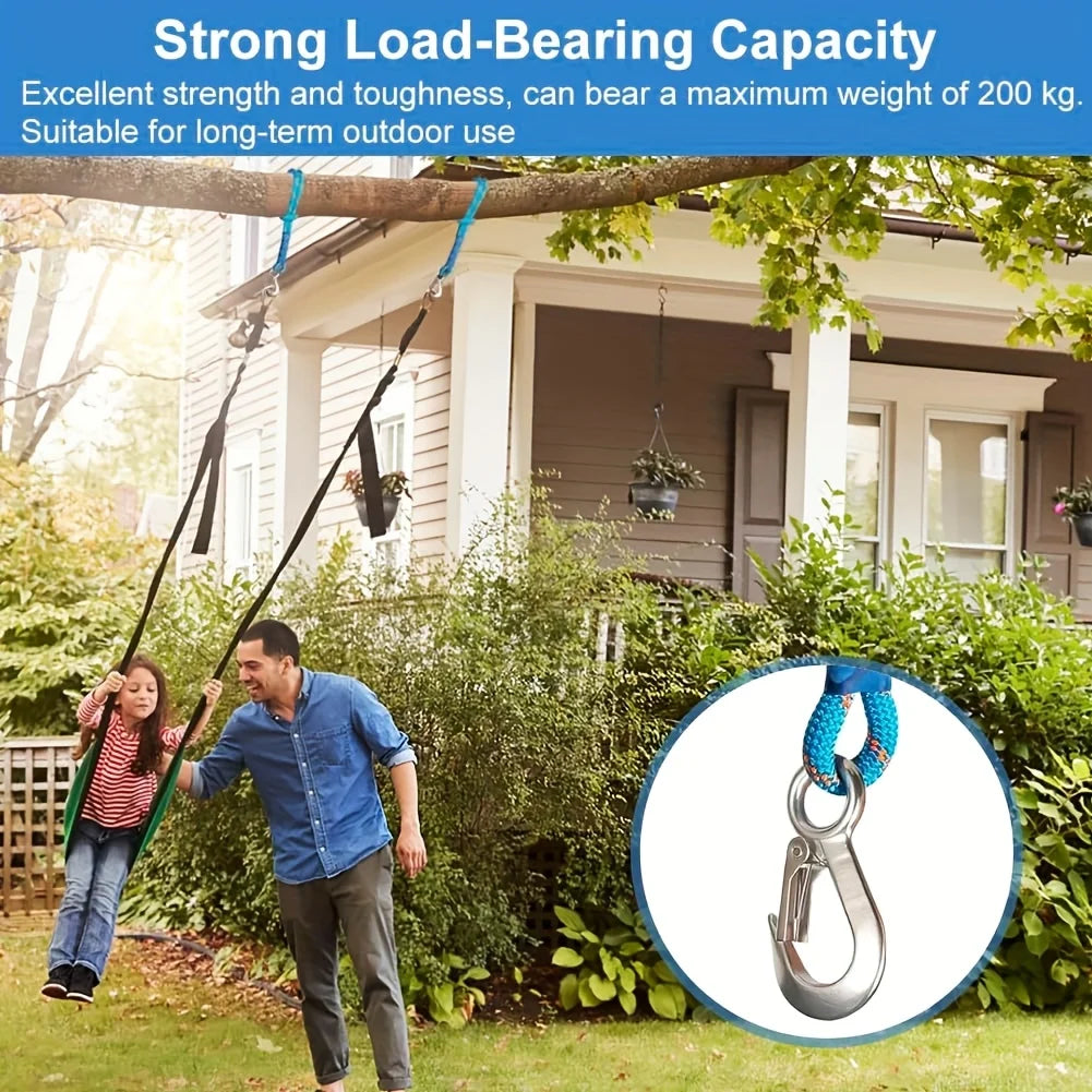 Heavy Duty Nylon Sling with Metal Hook - Wear-resistant - Suitable for Outdoor Hammocks, Tree Swings, and Patio Chairs Oasis Select
