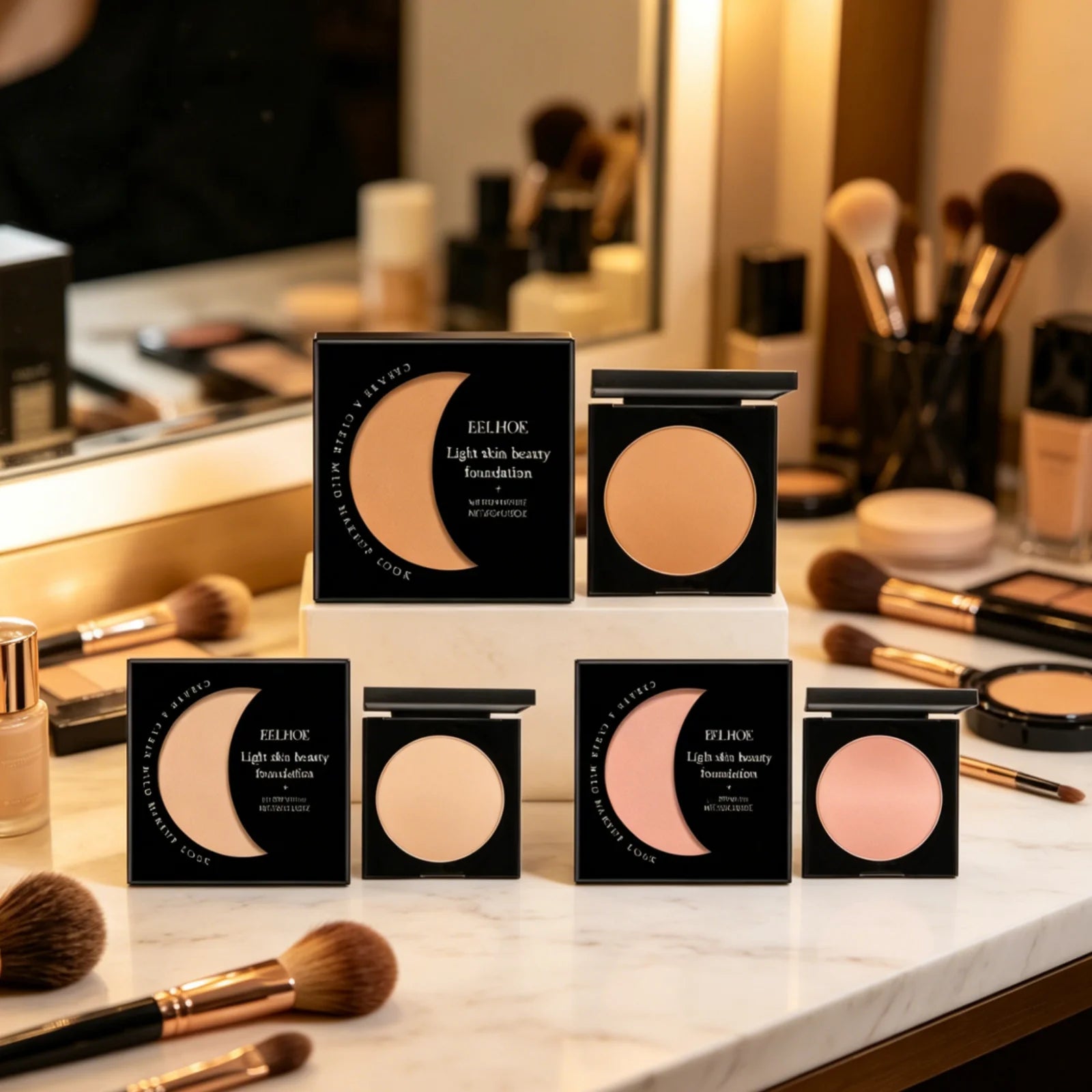EELHOE Foundation Powder Long Lasting Waterproof Even Skin Tone Natural Flawless Makeup Concealer Lightweight Compact Foundation Oasis Select