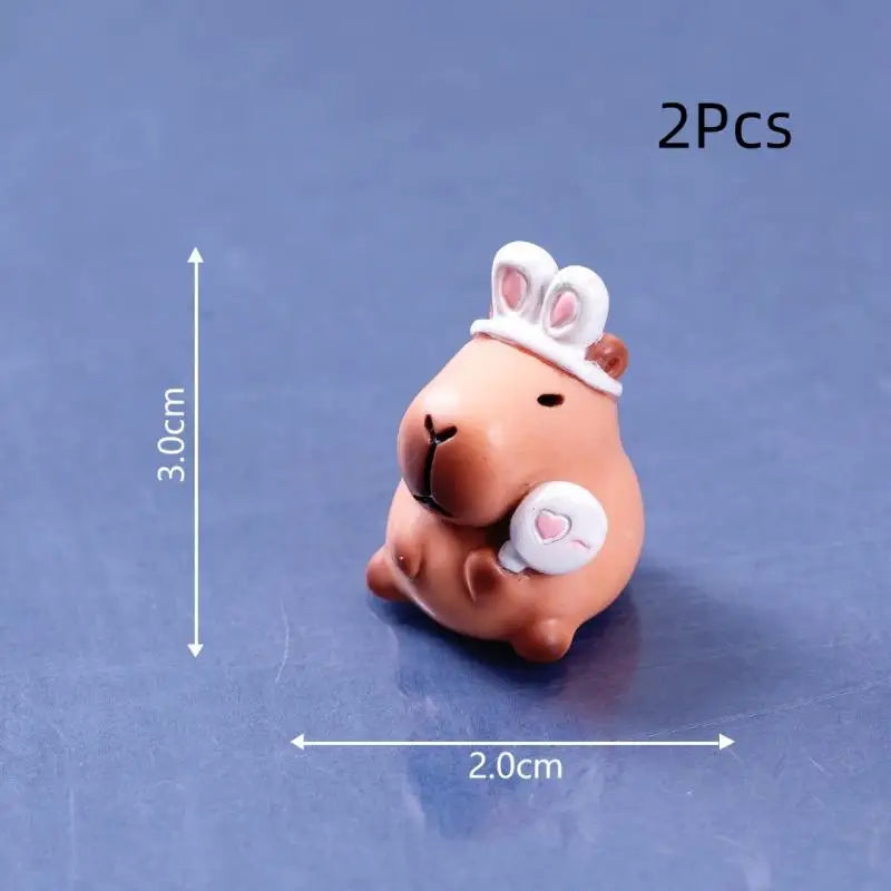 Charming Mini Capybara Resin Figurines (2Pcs), Animal Ornaments for DIY Fairy Garden, Moss Landscape Decor Oasis Select A6