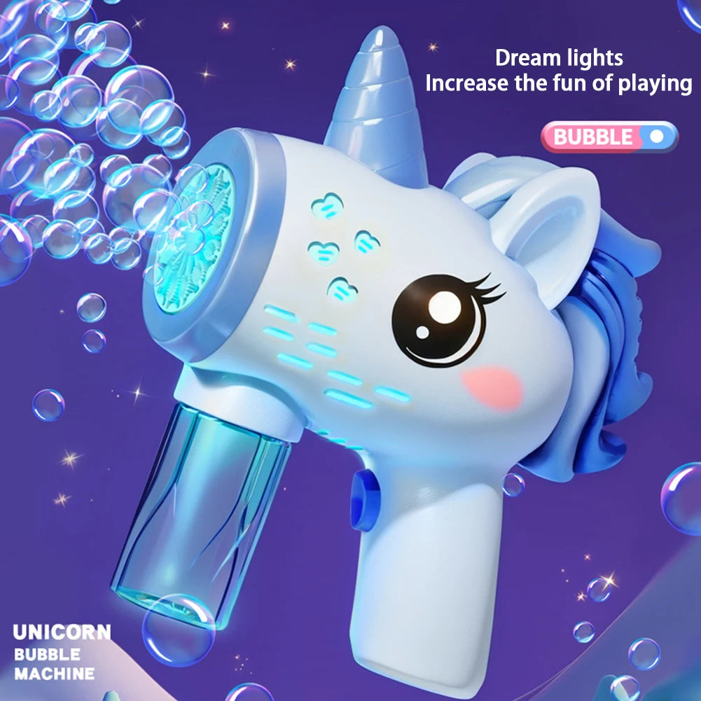 Unicorn Electric Bubble Gun Toy with LED Lights for Kids 3–6 Electric Bubble Gun Oasis Select