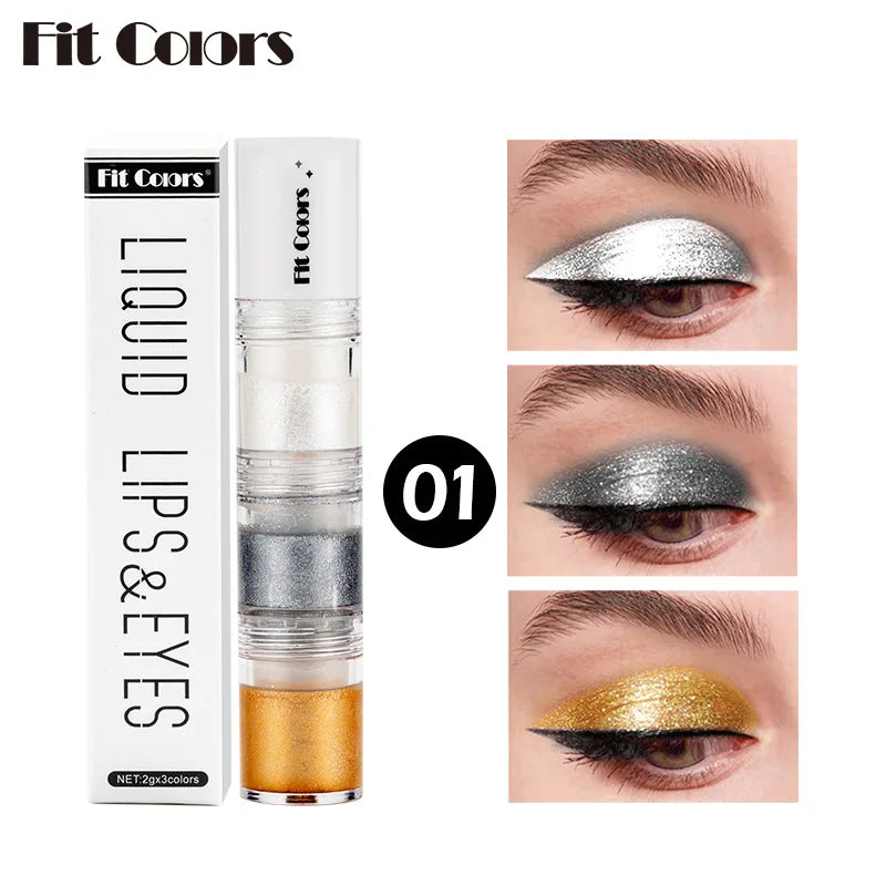 Fit Colors 3-in-1 Shimmer Glitter Liquid Eyeshadow & Lip Gloss