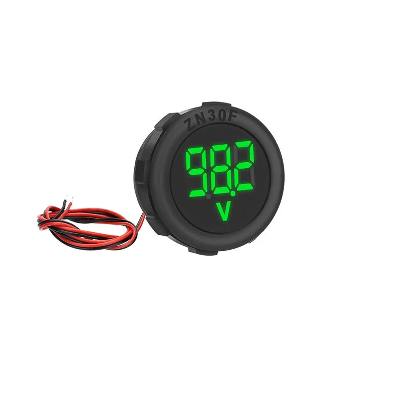DC 4-100V LED Digital Display Circular Two-wire Voltmeter DC Digital Voltmeter Head Display Reverse Connection Protection Oasis Select one size Black Green