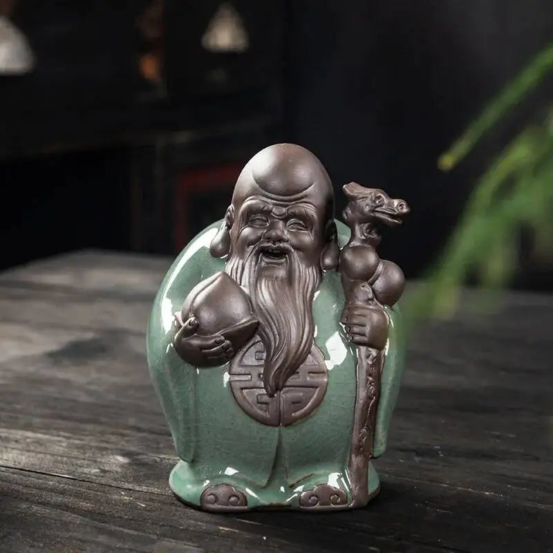 Ceramic Fortune God Feng Shui Wealth-Attracting Tea Pet Ceramic Home Entrance Decoration Birthday Gift Oasis Select 1