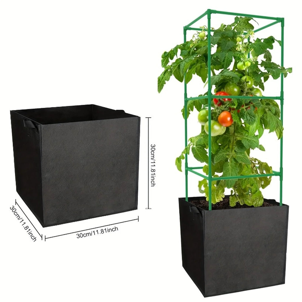 3PC Breathable Plant Bags Gardening Square with Handles Grow Bags for Outdoor and Home Garden 30x30x30cm Plant Containers Oasis Select
