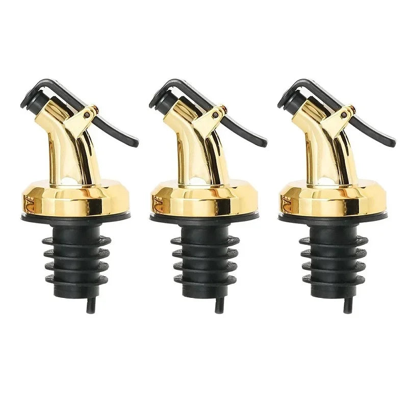 1-4Pcs Olive Oil Spouts Oil Vinegar Bottle Stopper Spout Leakproof Nozzle Dispenser Creative Leakproof Silicone Bottle Stopper Oasis Select 3Pcs Gold