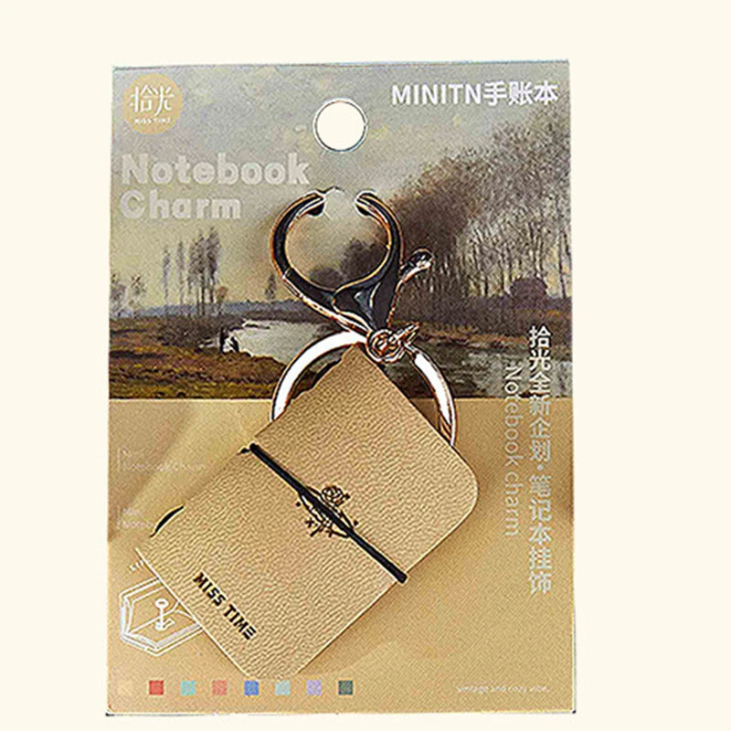PU Keychain Soft Leather Mini Portable Diary Backpack Charm Notebook Literary Style Storage Accessory Oasis Select A1