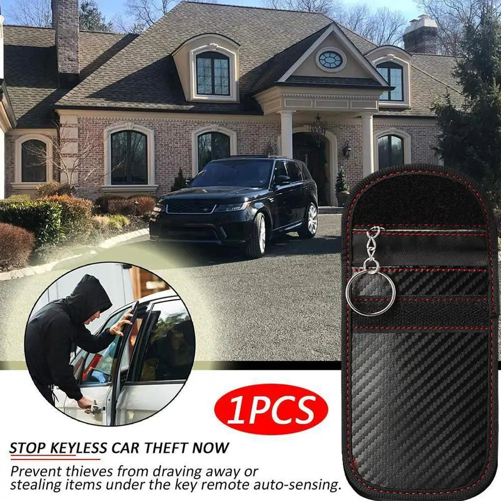 Carbon Fiber Car Key Faraday Pouch – Anti-Theft Signal Blocker