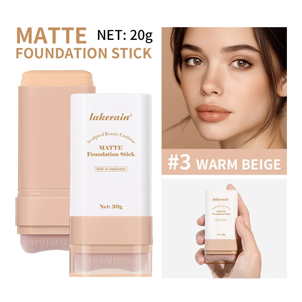 Concealing Foundation Stick 5 Shades With Built-In Brush Brighten Lightweight And Waterproof Formula Face Contour Stick Makeup Oasis Select 3Warm Beige