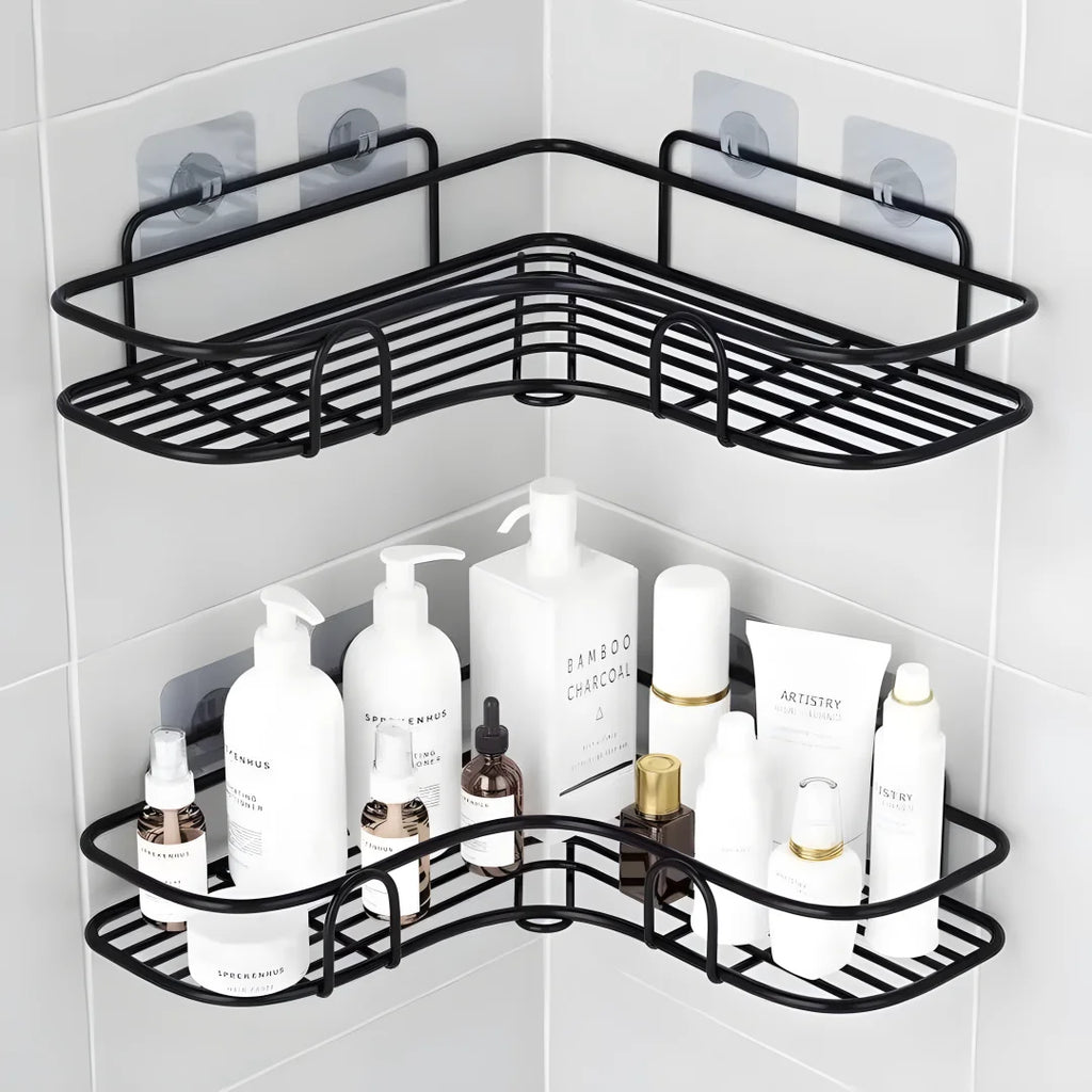 1/2PCS Bathroom Metal Shelf No-Drill Metal Corner Shelf Shower Storage Shelf Bracket Bathroom Accessory Organizer Shampoo Shelf Oasis Select