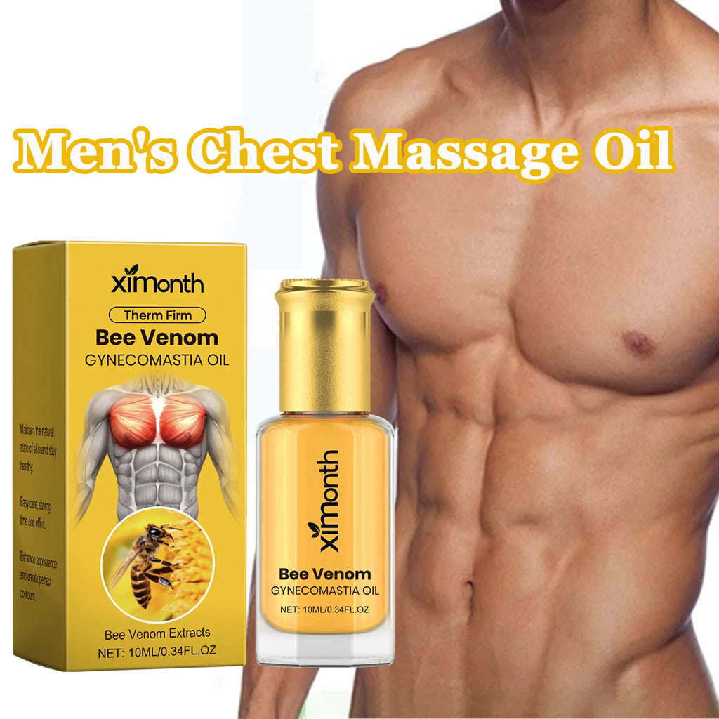 Bee Venom Men's Chest Massage Oil Firming Nourishing Care for Chest Contouring Tightening Elasticity Oil Men's Chest Skin Care Oasis Select