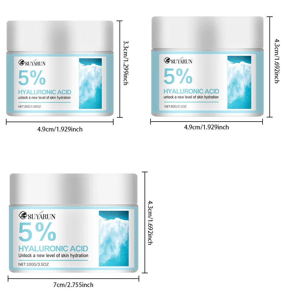 SUYARUN 5% Hyaluronic Acid Face Cream – Hydrating & Firming Hyaluronic Face Cream Oasis Select