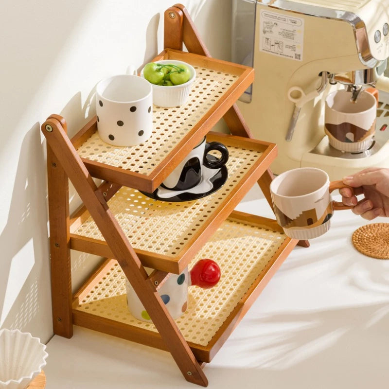 Foldable Shelf Desktop Small Hand-brewed Coffee Corner Arranger Bar Table Coffee Cup Storage Display Rack Oasis Select