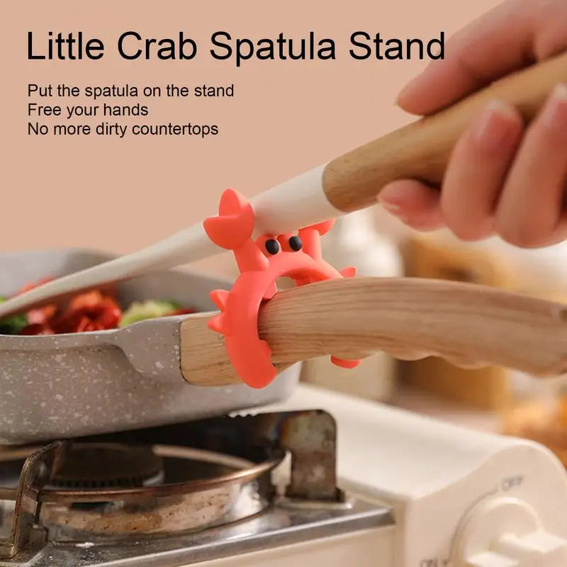 1pc Utensil Rest Crab Shaped Silicone Utensil Rest Countertop Ladle Holder Anti-Overflow Stove Top Spatula Holder Kitchen Gadget Oasis Select