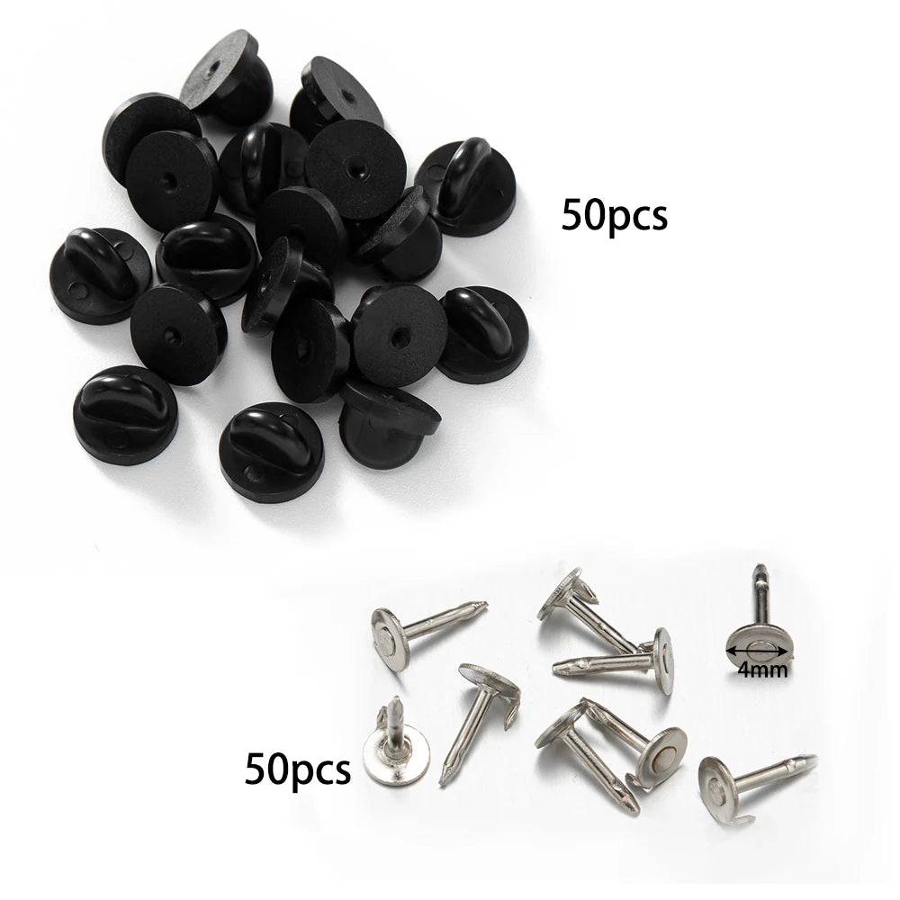 100pcs PVC Rubber Pin Backs Heliltd Butterfly Clutch Tie Tacks Blank for DIY Uniform Badges Holder Clasp Lapel Pin Enamel Pins Oasis Select Set 1