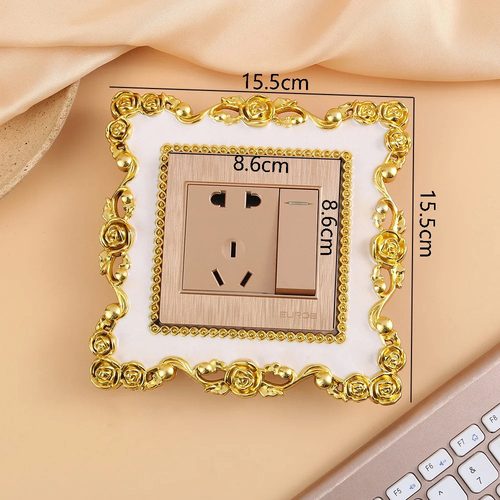 New Resin Single And Double Light Switch Surround Socket Fingerboard Cover Switch Sticker Paper Home Decoration Wall Sticker Oasis Select Sliver-white