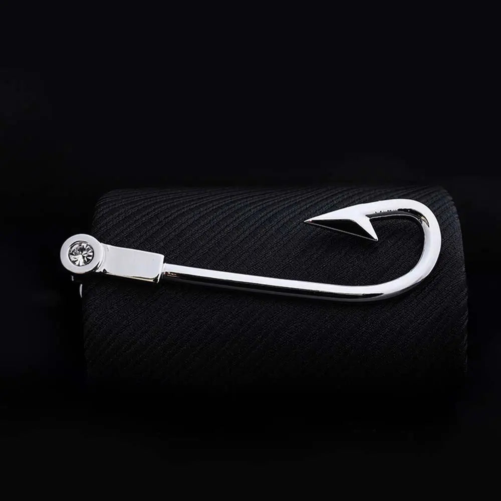 Silver Metal Tie Clip for Men – Key & Glasses Shape Novelty Pin