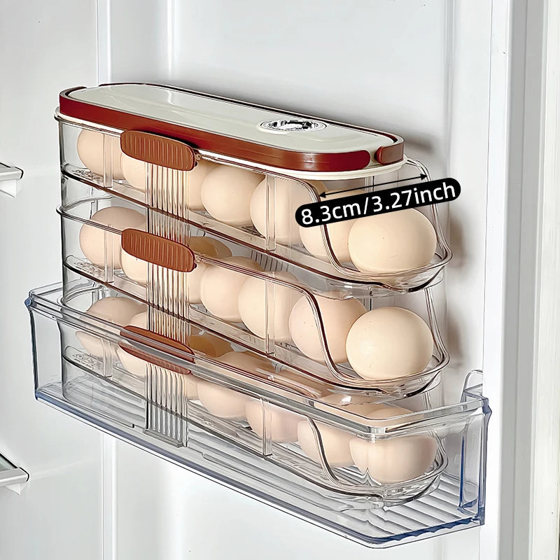 1 Pcs Egg Storage Box Automatic Rolling Refrigerator Egg Rack Storage Hand-held Egg Refrigerator Side Door Storage Rack Oasis Select