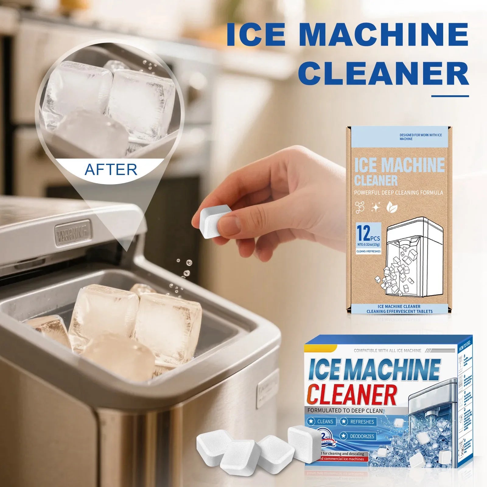 12-Pack Ice Maker Cleaner Descaler Tablets – All Machines Ice Maker Cleaner Oasis Select