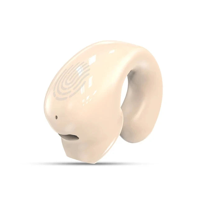 Wireless Ear Clip on Headphones TWS Bluetooth 5.3 Earphones Single in-Ear HiFi Stereo Touch Control Sports Headset with Mic Oasis Select Yellow