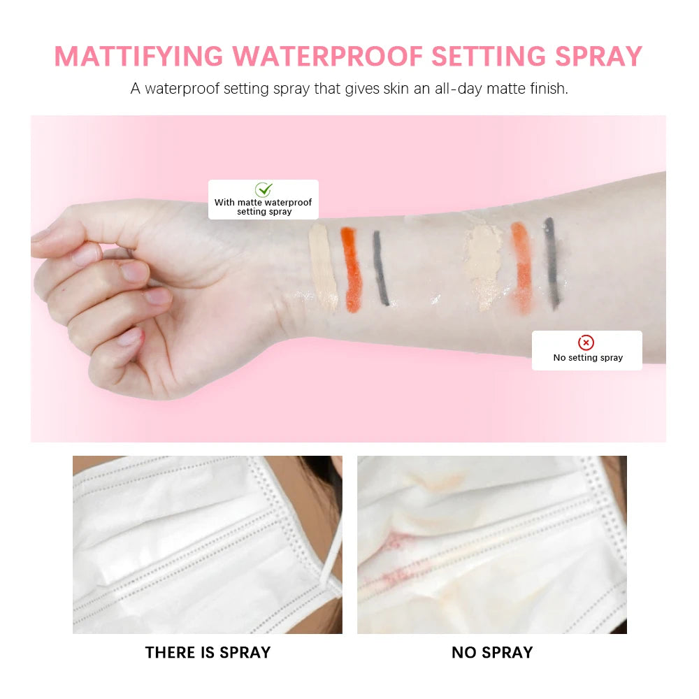 Mattifying Waterproof Setting Spray Glossy Matte Base Makeup Control Oil Non-Sticky Waterproof Make-up Fixer Spray for All Skin Oasis Select