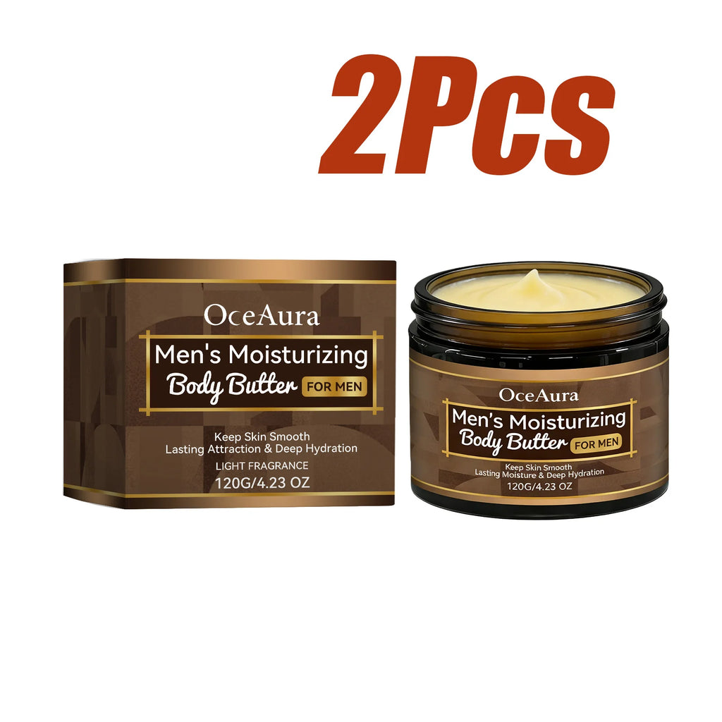Men's Moisturizing Body Butter Deep Hydrating Nourishing Cream for Dry Skin Fast Absorption Non-Greasy Daily Body Lotion Oasis Select 2 x 120g Boxed