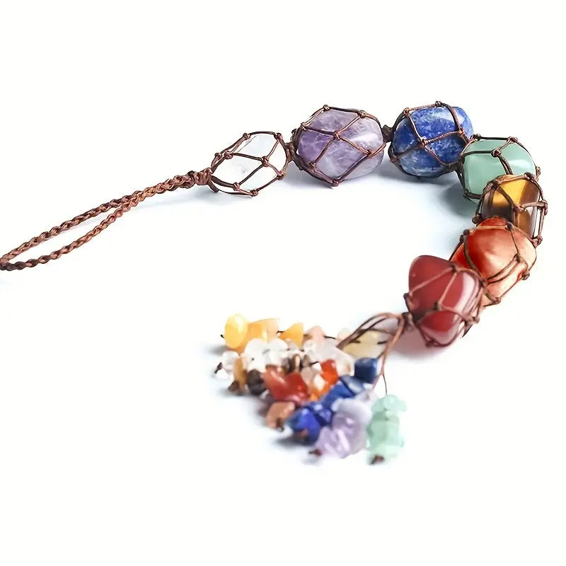 Handmade Healing Crystal Window Car Charm 7 Chakras Home Decoration Accessories Chakra Balancing Reiki Yoga Meditation Car Decor Oasis Select Multicolor
