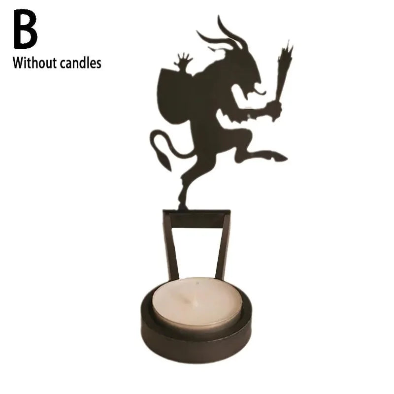 Halloween Decoration Home Halloween Projector Shadow Movie Props Halloween Ornaments Horror Candle Holder Candlestick Ornaments Oasis Select B