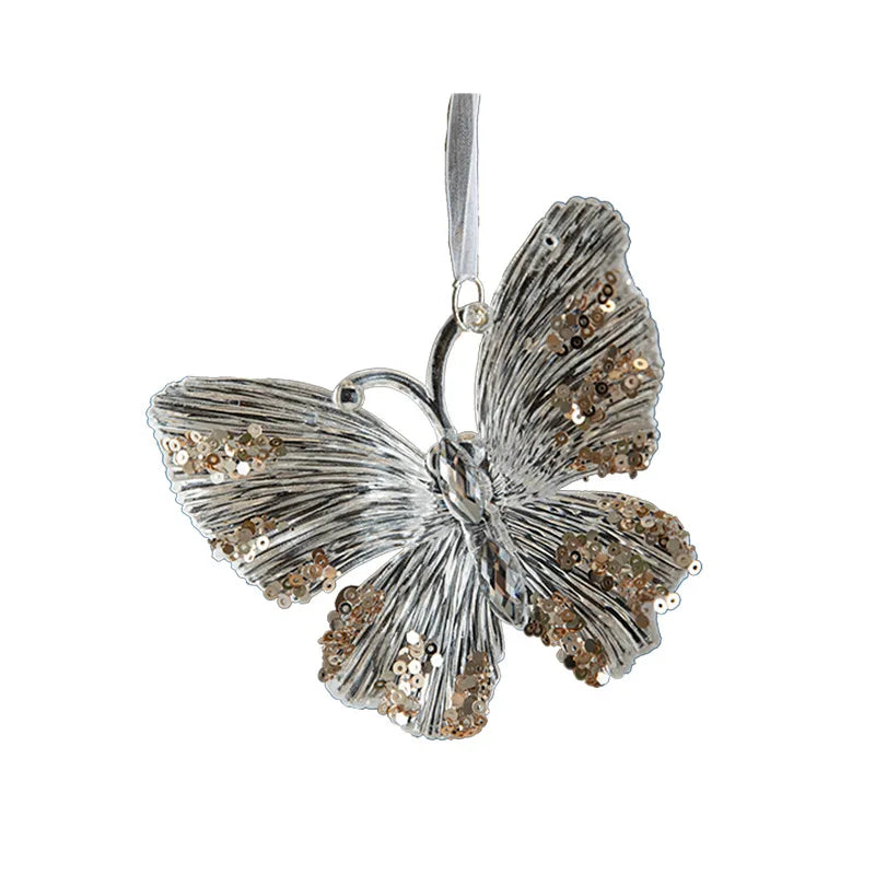 Christmas Tree Toys Acrylic Elk Bells Pendant Transparent Snowflake Pendants With Sequins Home Xmas Party Decoration Accessories Oasis Select