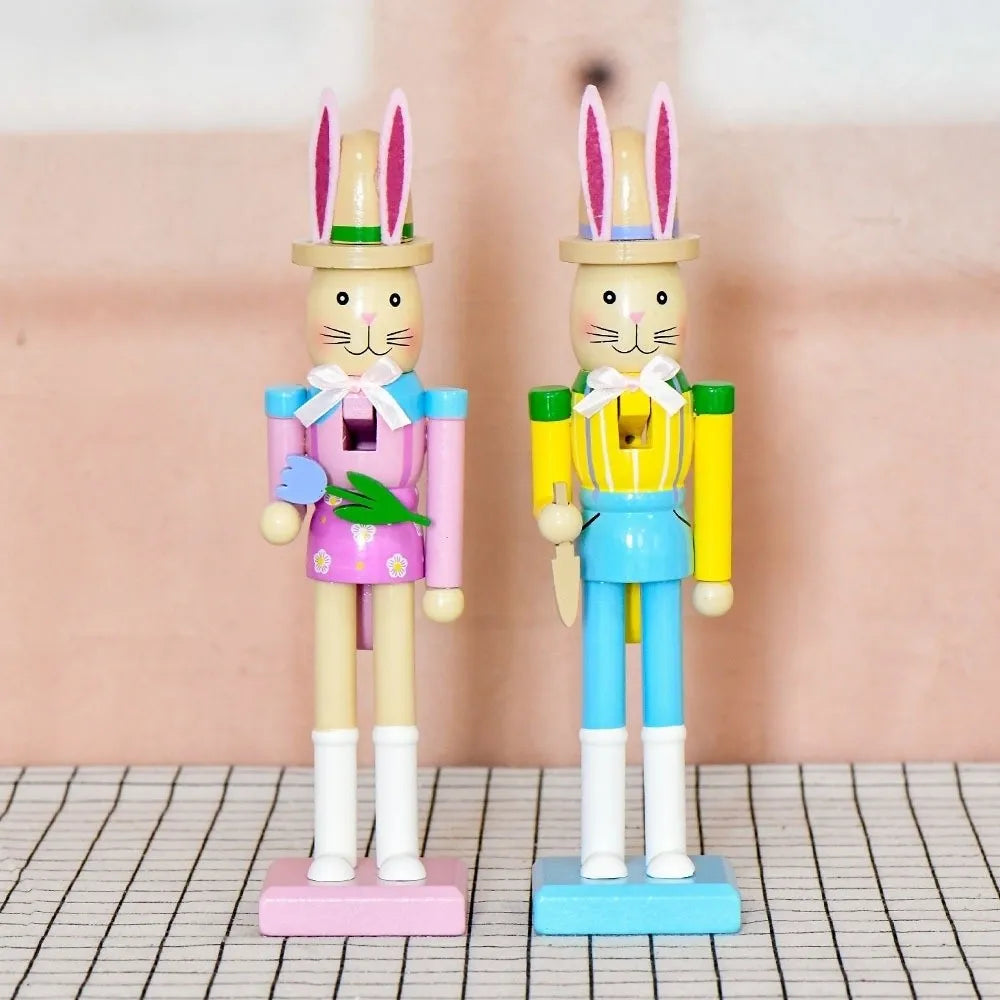 Wooden Easter Bunny Nutcracker Figurine | Handmade Décor Gift Holiday Figurine Oasis Select
