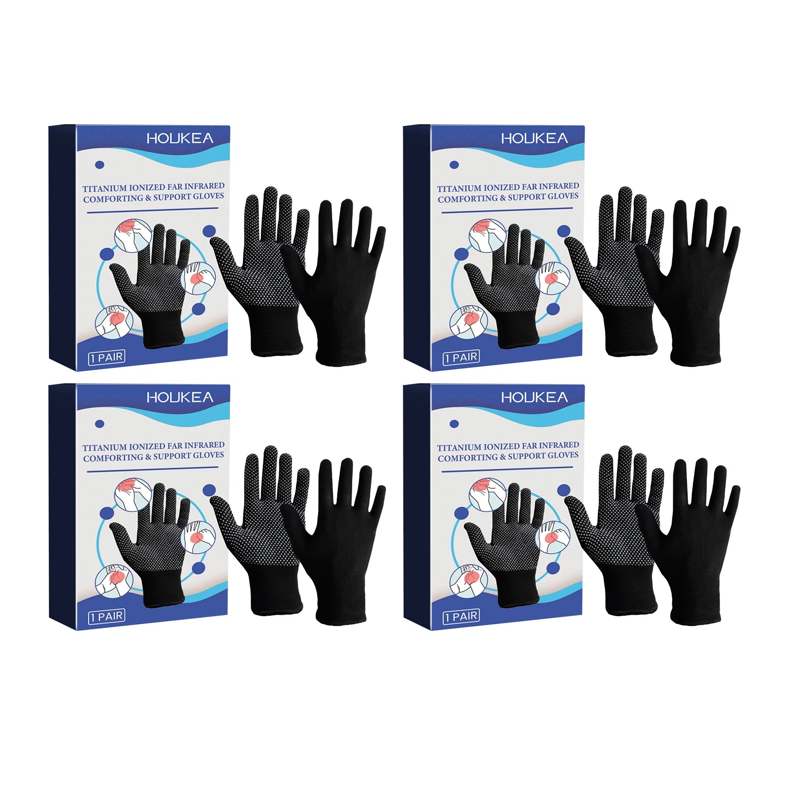 Houkea Hand Joint Pain Relief Care Gloves Wrist Therapy Carpal Treatment Swelling Women Men Daily Compression Arthritis Gloves Oasis Select 4 Pairs