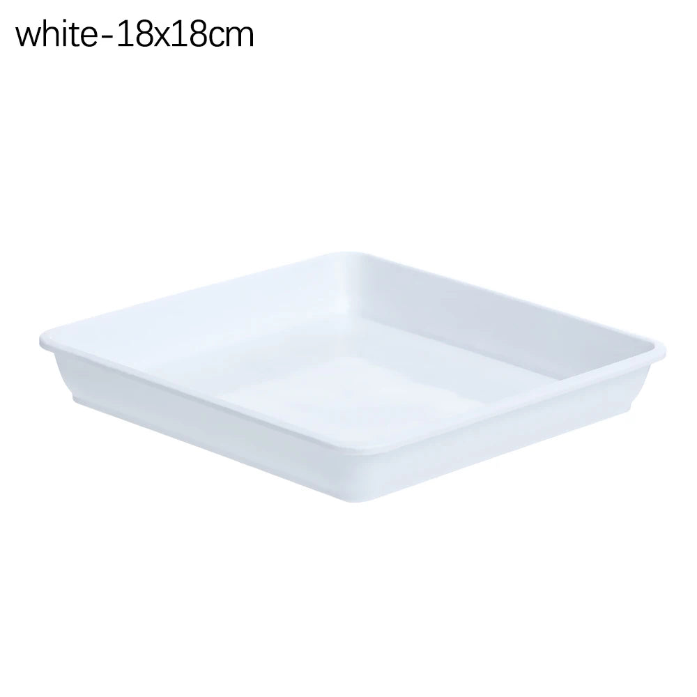 1PC Plastic Heavy Duty Drip Trays Durable Square Plant Saucer Base Flower Pot Indoor Outdoor Garden Supplies Oasis Select white-18x18cm