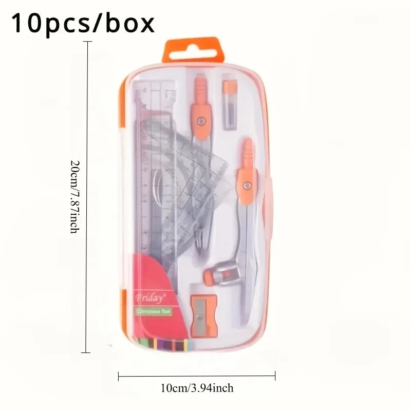 A set of 2-color geometric math stationery, including compasses, erasers, pencils, etc., suitable for drawing and measurement. Oasis Select